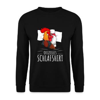 Offizielles Schlafshirt Hühner Landwirt Hahn - Unisex Pullover - Schwarz - Vorne - Alina (178cm) & Michal (187cm)