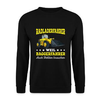 Radlader Baustelle Bagger Baggerlader - Unisex Pullover - Schwarz - Vorne - Alina (178cm) & Michal (187cm)