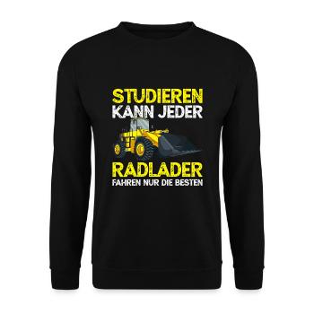 Radlader Fahrer Bagger Baggerlader - Unisex Pullover - Schwarz - Vorne - Alina (178cm) & Michal (187cm)