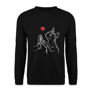 Sphynx Chat Amour Sphinx Chat Nu - Sweat-shirt Unisexe - noir - Devant - Alina (178cm) & Michal (187cm)
