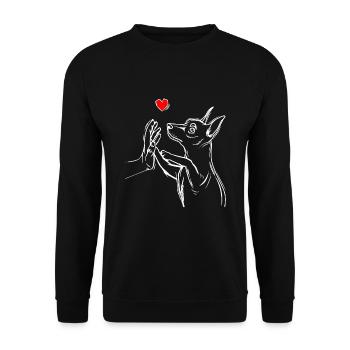 Zwergpinscher Liebe Miniature Pinscher - Unisex Pullover - Schwarz - Vorne - Alina (178cm) & Michal (187cm)