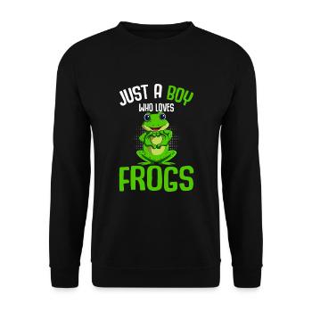Frosch Junge Haustier Frösche - Unisex Pullover - Schwarz - Vorne - Alina (178cm) & Michal (187cm)