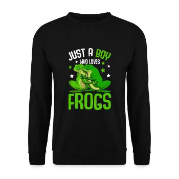 Frosch Junge Haustier Frösche - Unisex Pullover - Schwarz - Vorne - Alina (178cm) & Michal (187cm)