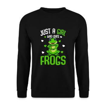Frosch Mädchen Kinder Frösche - Unisex Pullover - Schwarz - Vorne - Alina (178cm) & Michal (187cm)