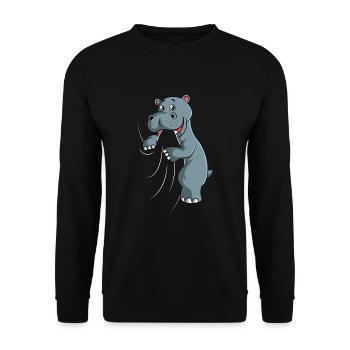 Hippo Lover Hippo Kids - Unisex Sweatshirt - black - Front - Alina (178cm) & Michal (187cm)