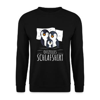 Offizielles Schlafshirt Pinguin Familie - Unisex Pullover - Schwarz - Vorne - Alina (178cm) & Michal (187cm)