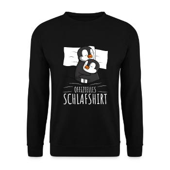 Offizielles Schlafshirt Pinguin Schlafanzug - Unisex Pullover - Schwarz - Vorne - Alina (178cm) & Michal (187cm)