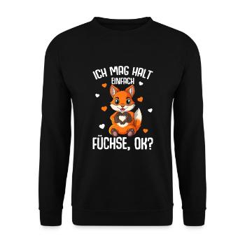 Ich mag halt Füchse Mädchen Kinder - Unisex Pullover - Schwarz - Vorne - Alina (178cm) & Michal (187cm)