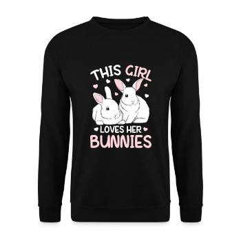 Rabbit Girl Rabbit Gift - Unisex Sweatshirt - black - Front - Alina (178cm) & Michal (187cm)