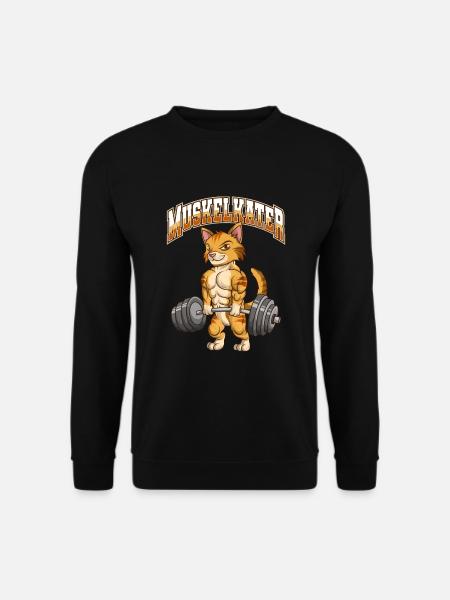 Muskelkater Fitness Katze Kater Bodybuilding - Unisex Pullover - Schwarz