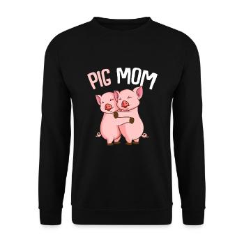 Schweine Mama Bauernhof Damen - Unisex Pullover - Schwarz - Vorne - Alina (178cm) & Michal (187cm)