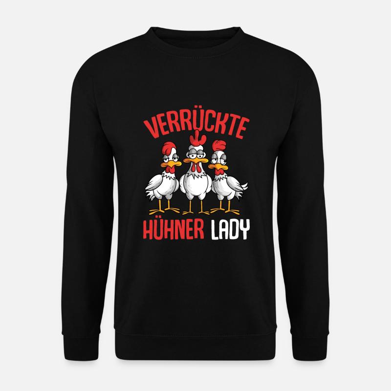 Verrückte Hühner Lady Landwirtin Huhn - Unisex Pullover - Schwarz