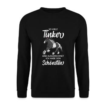 Tinker Pferd Reiterin Damen Pferde Mädchen - Unisex Pullover - Schwarz - Vorne - Alina (178cm) & Michal (187cm)