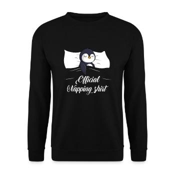 Penguin Sleeping Shirt Penguin Gift - Unisex Sweatshirt - black - Front - Alina (178cm) & Michal (187cm)