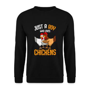 Hühner Junge Huhn Geschenk - Unisex Pullover - Schwarz - Vorne - Alina (178cm) & Michal (187cm)