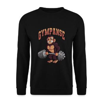 Gympanse Fitness Gym Singe Chimpanzé - Sweat-shirt Unisexe - noir - Devant - Alina (178cm) & Michal (187cm)