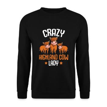 Highland Cattle Farmer Gift - Unisex Sweatshirt - black - Front - Alina (178cm) & Michal (187cm)