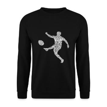 Rugby Spieler Jungen Kinder Männer - Unisex Pullover - Schwarz - Vorne - Alina (178cm) & Michal (187cm)