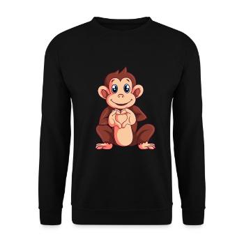 Affen Liebhaber Mädchen Jungen Kinder - Unisex Pullover - Schwarz - Vorne - Alina (178cm) & Michal (187cm)