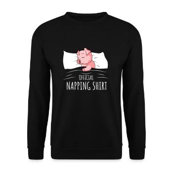 Pig Sleeping Shirt Pigs Gift - Unisex Sweatshirt - black - Front - Alina (178cm) & Michal (187cm)