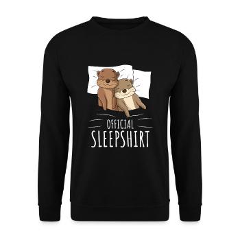 Otter Sleeping Shirt Sea Otter Gift - Unisex Sweatshirt - black - Front - Alina (178cm) & Michal (187cm)
