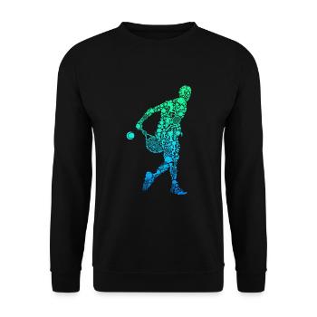 Tennis Tennisspieler Herren Jungen Kinder - Unisex Pullover - Schwarz - Vorne - Alina (178cm) & Michal (187cm)