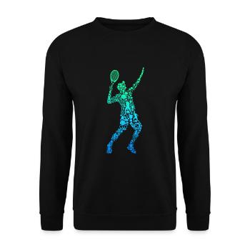 Tennis Tennisspieler Herren Jungen Kinder - Unisex Pullover - Schwarz - Vorne - Alina (178cm) & Michal (187cm)