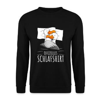 Offizielles Schlafshirt Möwe Moin Möwen - Unisex Pullover - Schwarz - Vorne - Alina (178cm) & Michal (187cm)