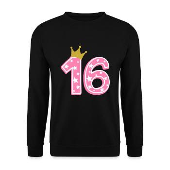 16 Krone 16ème anniversaire 16 ans - Sweat-shirt Unisexe - noir - Devant - Alina (178cm) & Michal (187cm)