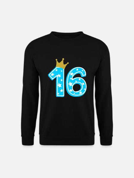 16 Krone 16. Geburtstag 16 Jahre - Unisex Pullover - Schwarz