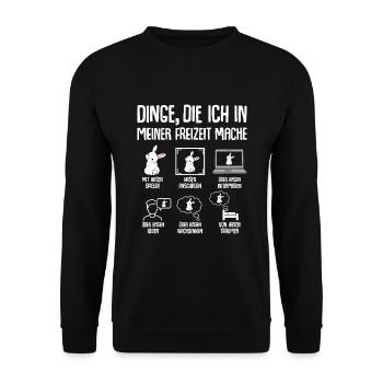 Hasen Kaninchen Hase Freizeit - Unisex Pullover - Schwarz - Vorne - Alina (178cm) & Michal (187cm)