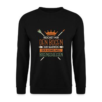 Bogen Bogenschütze Bogenschießen Bogensport - Unisex Pullover - Schwarz - Vorne - Alina (178cm) & Michal (187cm)