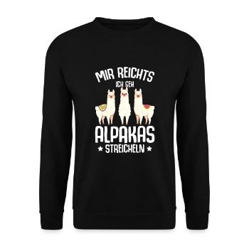 Alpaka Lama Kinder Mädchen Damen Alpakas - Unisex Pullover - Schwarz - Vorne - Alina (178cm) & Michal (187cm)