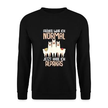 Alpaka Lama Alpaka Llama - Unisex Pullover - Schwarz - Vorne - Alina (178cm) & Michal (187cm)