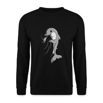 Delfine Kinder Mädchen Jungen Delfin - Unisex Pullover - Schwarz - Vorne - Alina (178cm) & Michal (187cm)