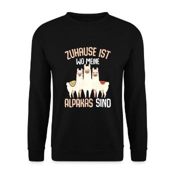 Zuhause ist wo meine Alpakas sind Kinder Lama - Unisex Pullover - Schwarz - Vorne - Alina (178cm) & Michal (187cm)