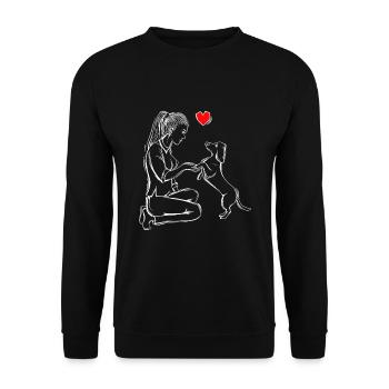 Chiens teckels Amour Teckel Teckel Maîtresse - Sweat-shirt Unisexe - noir - Devant - Alina (178cm) & Michal (187cm)