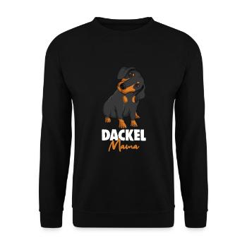 Dackel Mama Dachshund Hunde Damen - Unisex Pullover - Schwarz - Vorne - Alina (178cm) & Michal (187cm)
