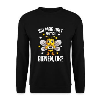 Ich mag halt Bienen Kinder Damen Mädchen Biene - Unisex Pullover - Schwarz - Vorne - Alina (178cm) & Michal (187cm)