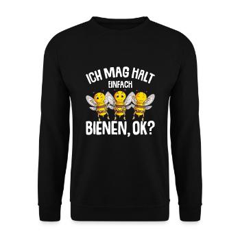 Ich mag halt Bienen Kinder Mädchen Damen Biene - Unisex Pullover - Schwarz - Vorne - Alina (178cm) & Michal (187cm)