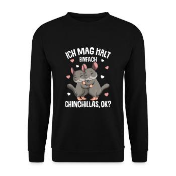 Ich mag halt Chinchillas Kinder Mädchen Chinchilla - Unisex Pullover - Schwarz - Vorne - Alina (178cm) & Michal (187cm)