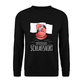 Offizielles Schlafshirt Flamingo - Unisex Pullover - Schwarz - Vorne - Alina (178cm) & Michal (187cm)