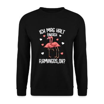Ich mag halt Flamingos Kinder Mädchen Flamingo - Unisex Pullover - Schwarz - Vorne - Alina (178cm) & Michal (187cm)