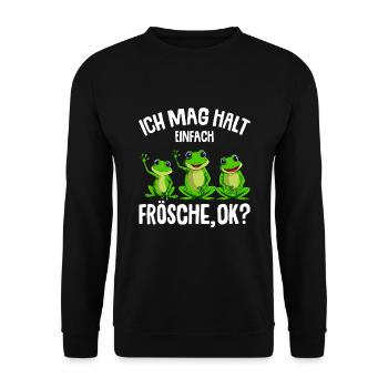 Frosch Ich mag halt Frösche Damen Mädchen Kinder - Unisex Pullover - Schwarz - Vorne - Alina (178cm) & Michal (187cm)