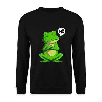 Frosch Nö Frösche Kinder Jungen Mädchen - Unisex Pullover - Schwarz - Vorne - Alina (178cm) & Michal (187cm)