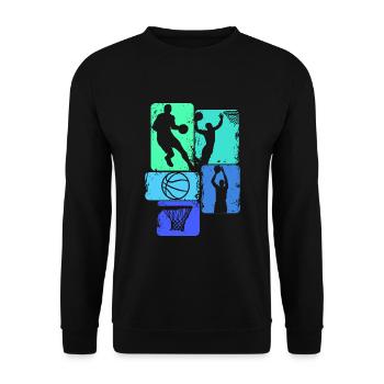 Basketball Basketballer Kinder Jungen Herren - Unisex Pullover - Schwarz - Vorne - Alina (178cm) & Michal (187cm)
