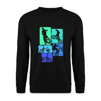 BMX Bike Stunt Boys Kids - Unisex Sweatshirt - black - Front - Alina (178cm) & Michal (187cm)
