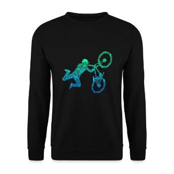 BMX Bike Stunt Jungen Kinder - Unisex Pullover - Schwarz - Vorne - Alina (178cm) & Michal (187cm)