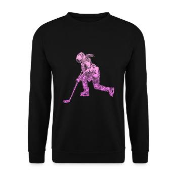 Eishockey Eishockeyspielerin Mädchen Mädchen - Unisex Pullover - Schwarz - Vorne - Alina (178cm) & Michal (187cm)