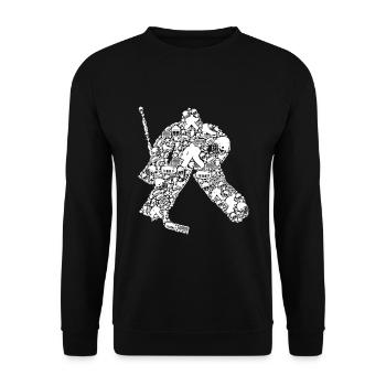 Eishockey Torwart Eishockeyspieler Kinder Jungen - Unisex Pullover - Schwarz - Vorne - Alina (178cm) & Michal (187cm)